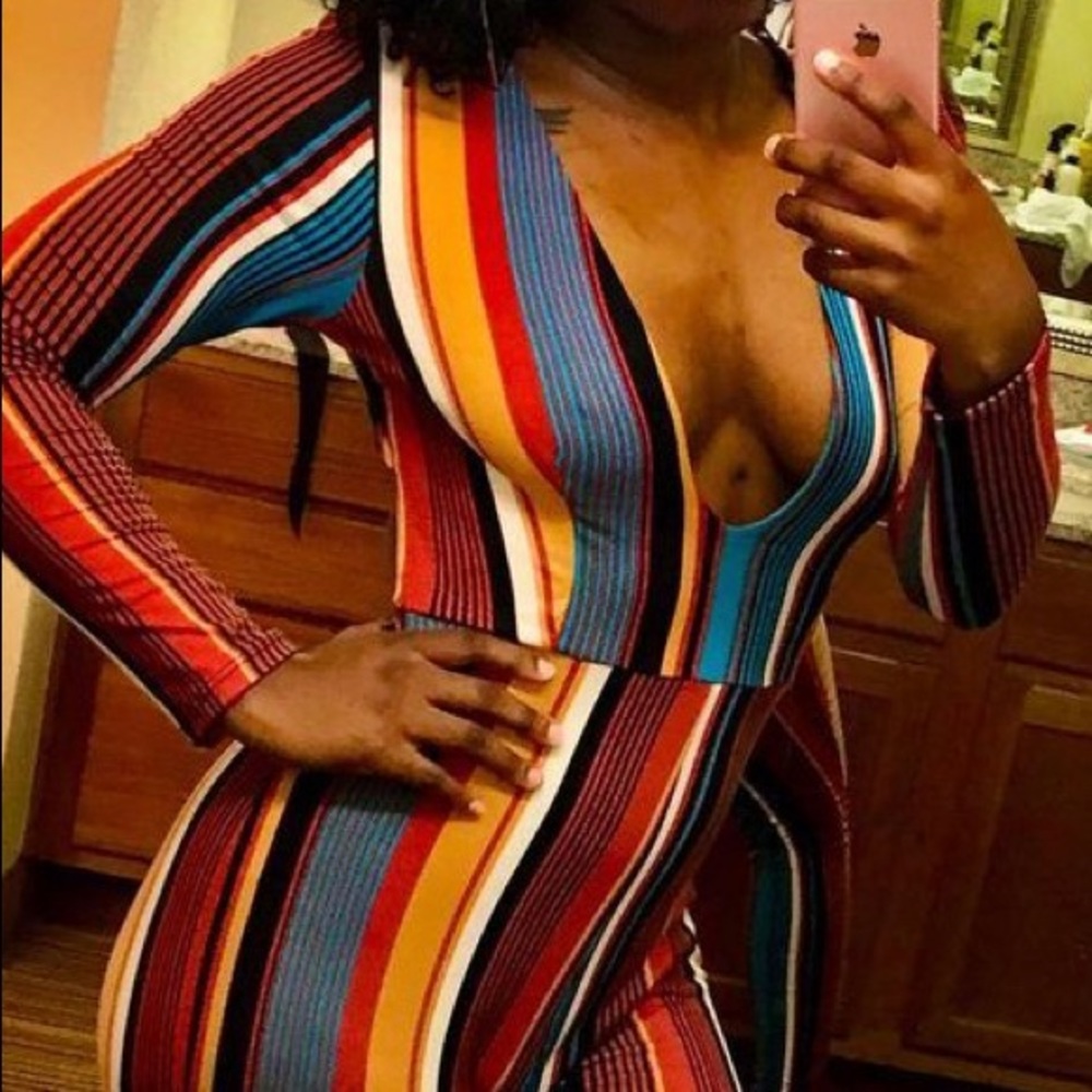 Striped Backless Jumpsuit